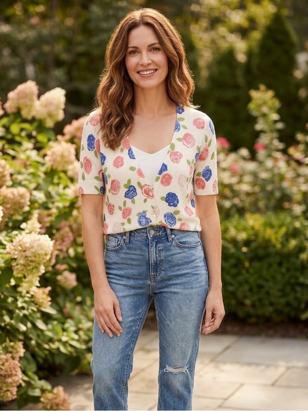 Ann Taylor LOFT Floral Button-Up Cardigan Size Small
